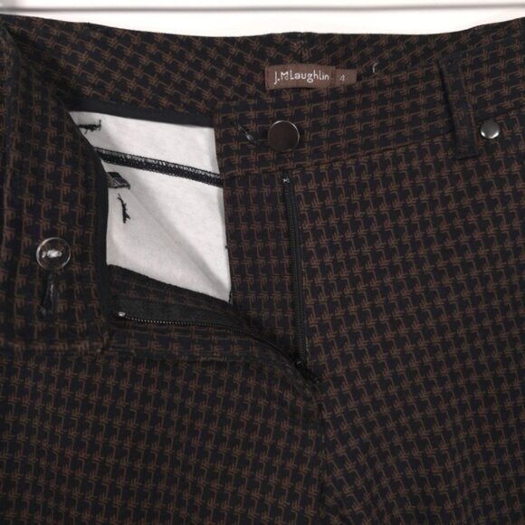 J.McLaughlin Women's Pants Size 4 Rayon Blend Stretch Brown Geometric Print - Picture 8 of 12